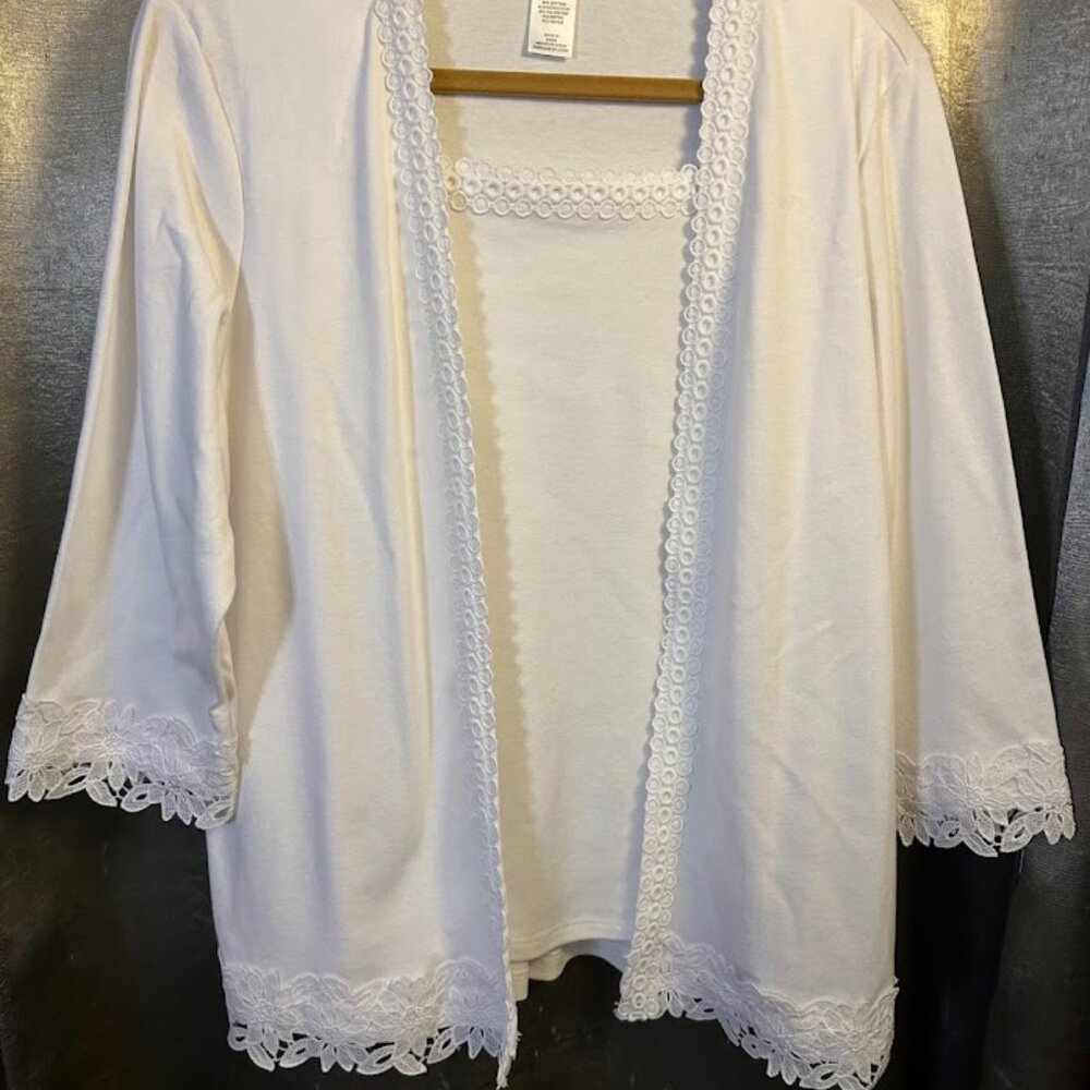 Alfred Dunner White Two-for-One Knit Top